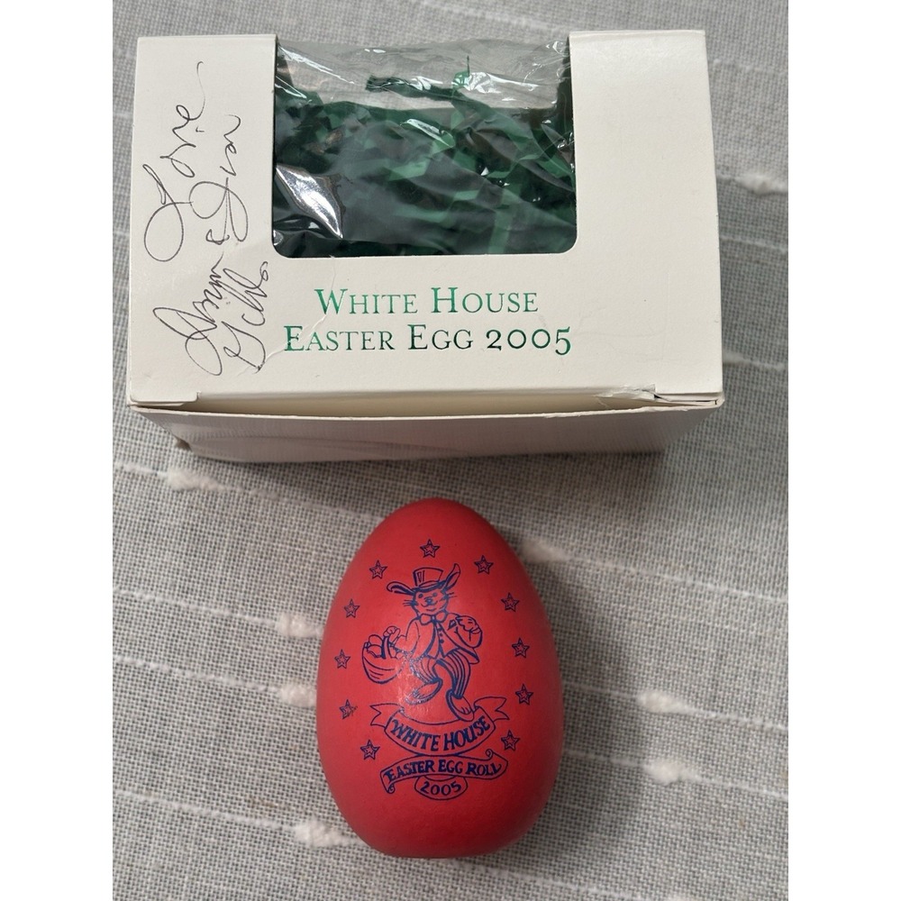 White House Easter Egg Roll Egg Pink 2005 George W. Laura Bush Signed